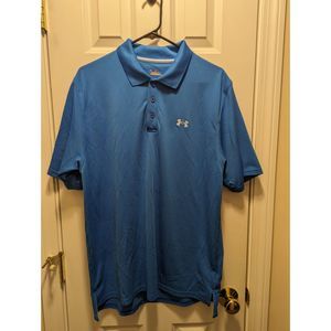 Under Armour Golf Polo Shirt Mens Large Blue HeatGear Casual Short Sleeve